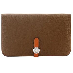 HERMES Dogon Purse By color Brown / orange/SilverHardware Togo unisex